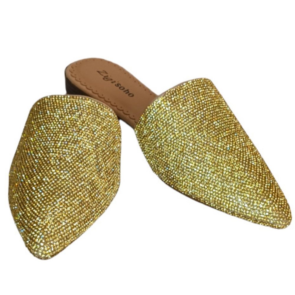 ZIGI SOHO REILAN | Rhinestone Embellished Mule | Womens Size 7.5 | Color GOLD